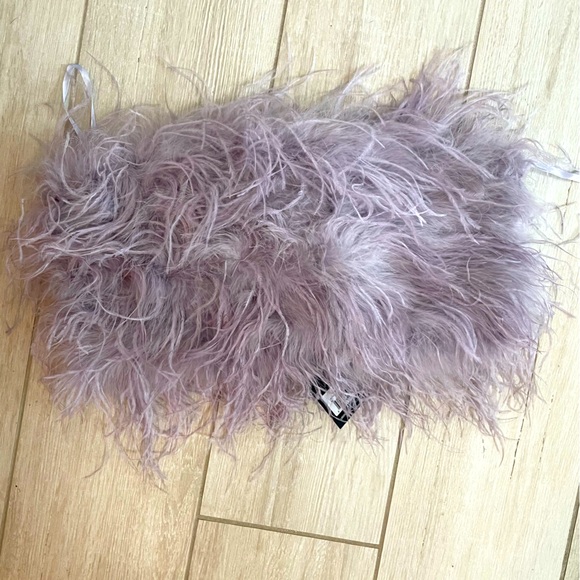 BRAND NWT LA MARQUE “ZAINA” Ostrich Feather Bustier in Lavender 🌟 Size XL - Picture 3 of 6